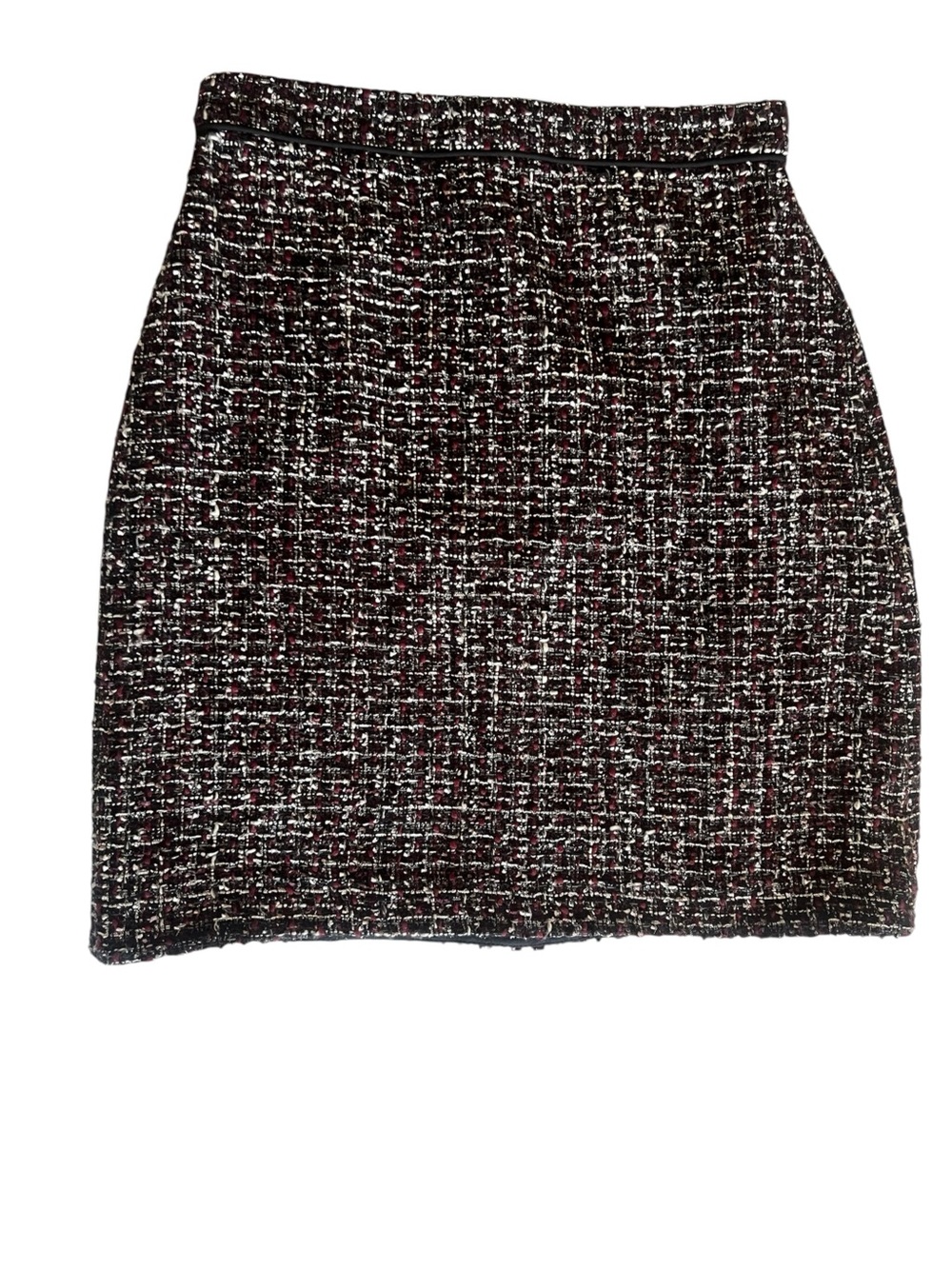 Ann Taylor Petite Tweed Pencil Skirt Black Plaid size 2P